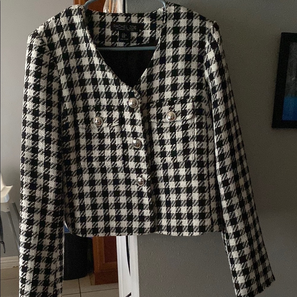 Rachel Zoe Black and White Checkered Blazer
